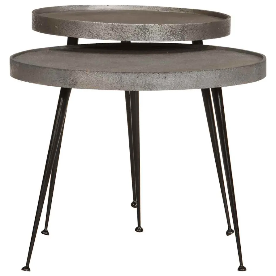 vidaXL Salontafel 2 stuks zilverkleurig bewerkt hout, foto 2