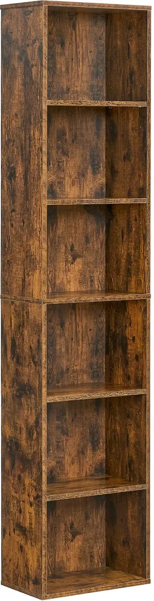 Vasagle Boekenkast - Met 6 Niveaus - Scandinavisch Design - Voor Woonkamer Kantoor Slaapkamer Bruin