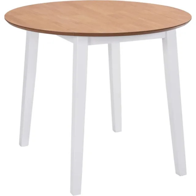 vidaXL Eettafel - inklapbaar - rond - MDF - wit
