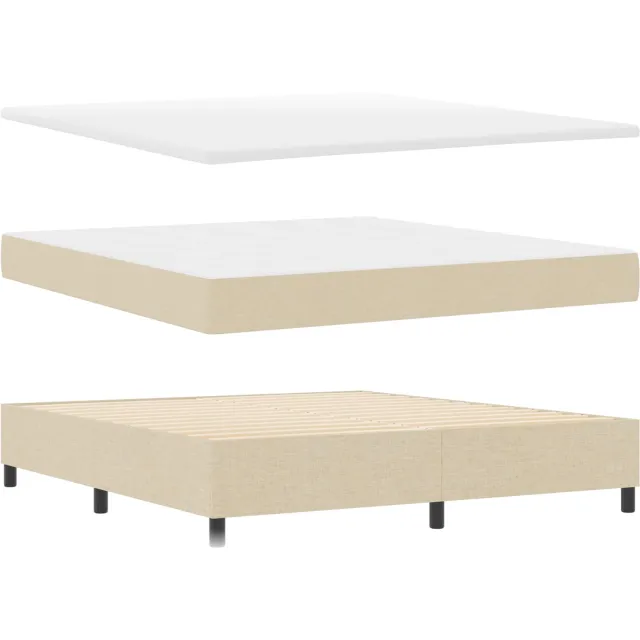 vidaXL Boxspring bed met LED-stripverlichting Crème 180 x 200 cm Stof