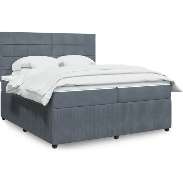 vidaXL Boxspring met matras fluweel donkergrijs 200x200 cm grijs
