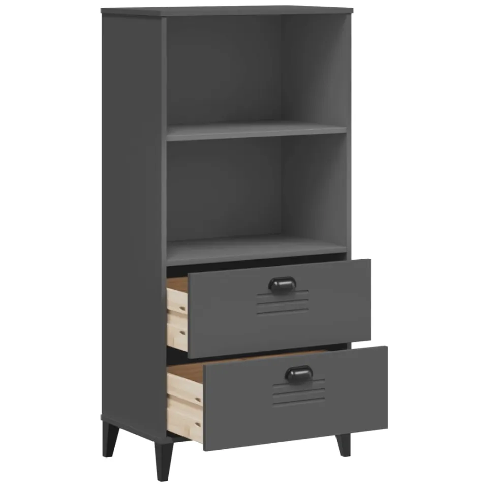 vidaXL Boekenkast VIKEN 60x35x123 cm bewerkt hout antracietgrijs, foto 4