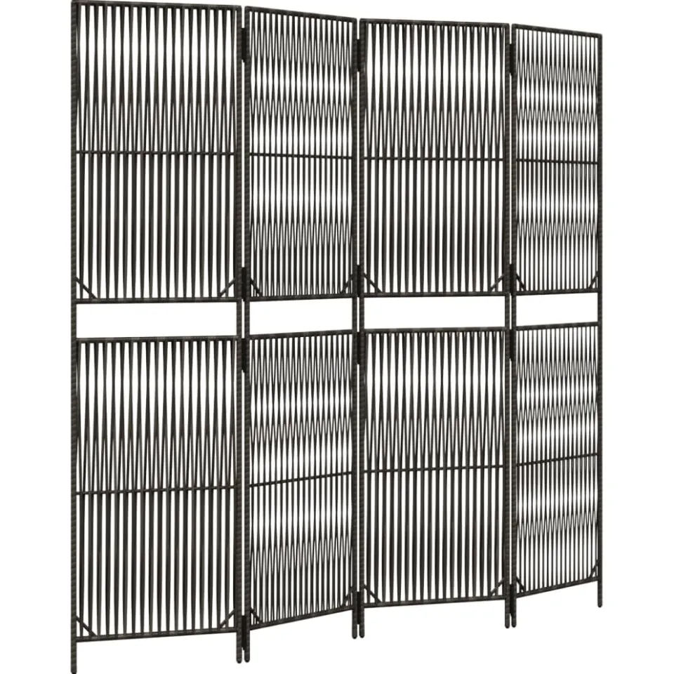 vidaXL Kamerscherm 4 panelen poly rattan grijs