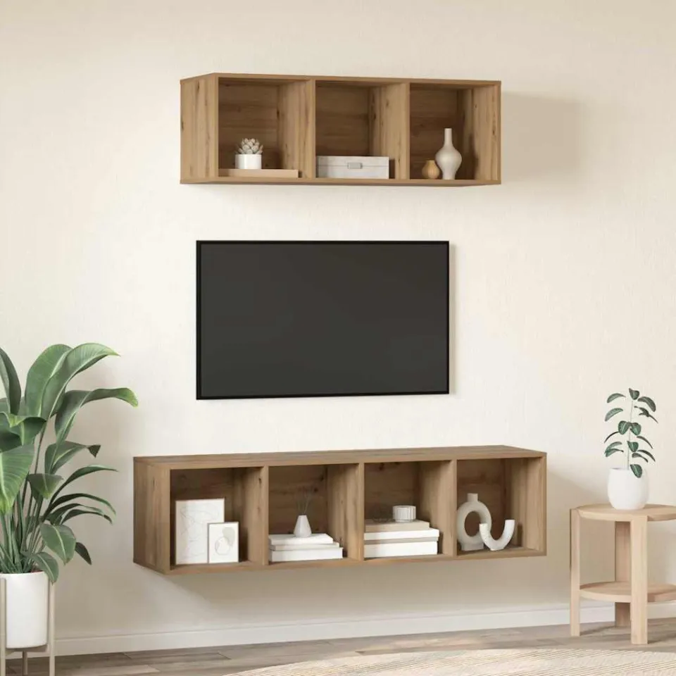 vidaXL Tv-meubelset 2 st Artisan Eiken Bewerkt hout, foto 4