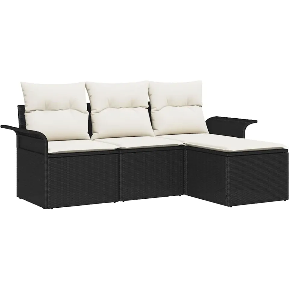 vidaXL Tuin Sofa Set 4 st Zwart poly rattan
