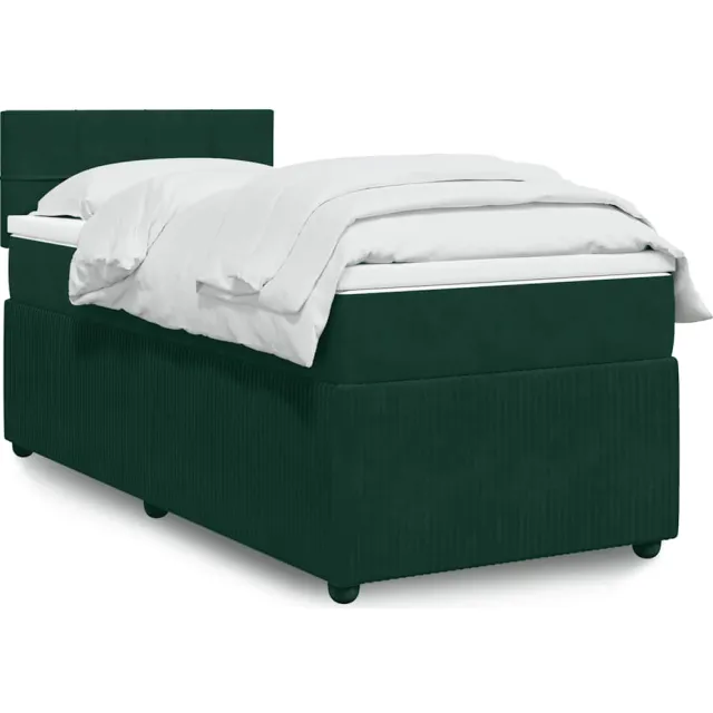 vidaXL Boxspring met matras fluweel donkergroen 100x200 cm groen