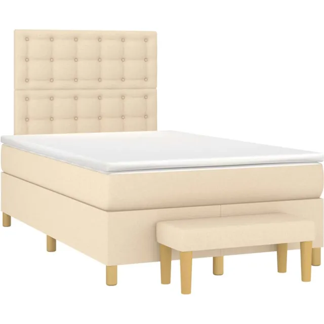 vidaXL Boxspring met matras stof crèmekleurig 120x190 cm