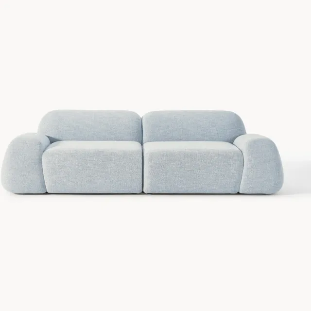 Westwing Collection Modulaire bank Wolke (3-zits) van bouclé Lichtblauw