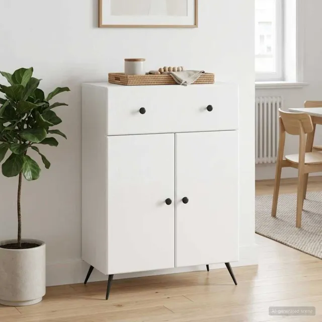 vidaXL Dressoir Hoogglans Wit 66 x 34,5 x 90 cm Bewerkt hout