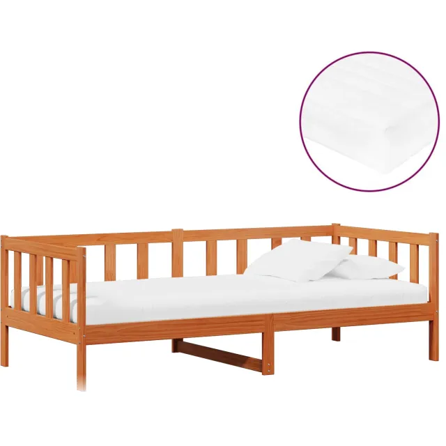 vidaXL Daybed met matras met hoofdeinde Waxbruin en wit 90 x 200 cm