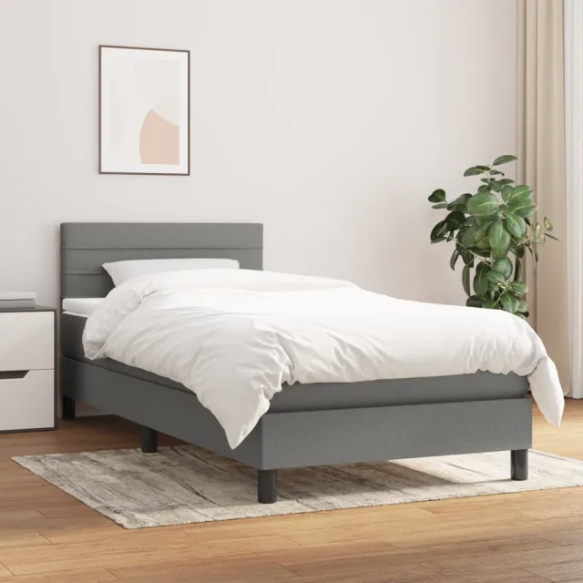vidaXL Boxspring met matras stof donkergrijs 80x200 cm grijs