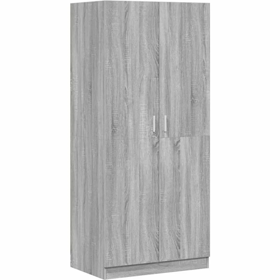 vidaXL Kledingkast 80x52x180 cm bewerkt hout grijs sonoma eikenkleurig