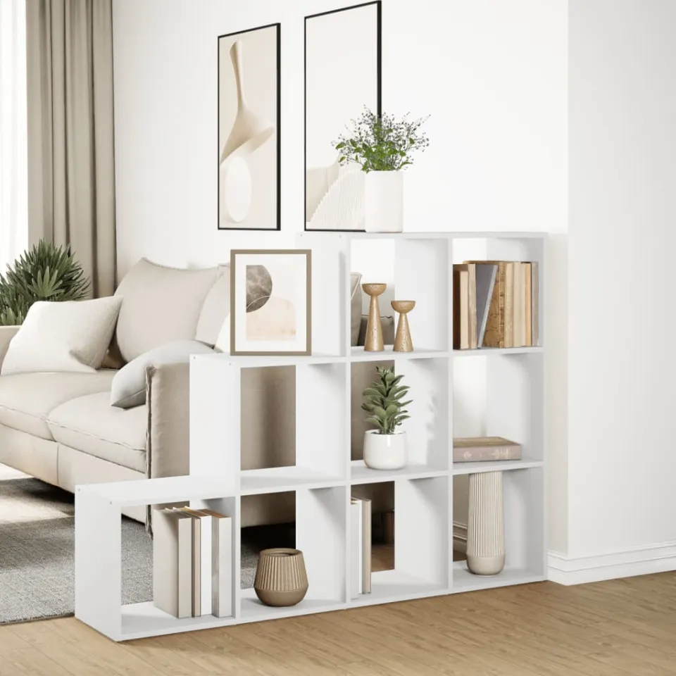 vidaXL Kamerscherm / boekenkast 3-laags 137,5x29x103,5 cm hout wit, foto 4