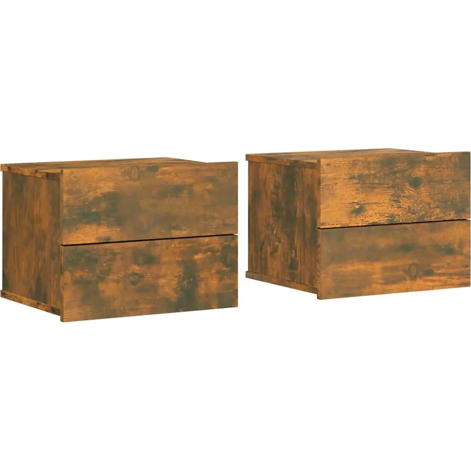 vidaXL Nachtkastjes 2 st 40x30x30 cm bewerkt hout gerookt eikenkleurig Bruin