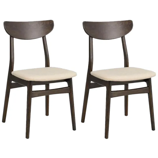 Rowico Home Rodham houten eetkamerstoel donker eiken - gestoffeerde zitting beige - set van 2