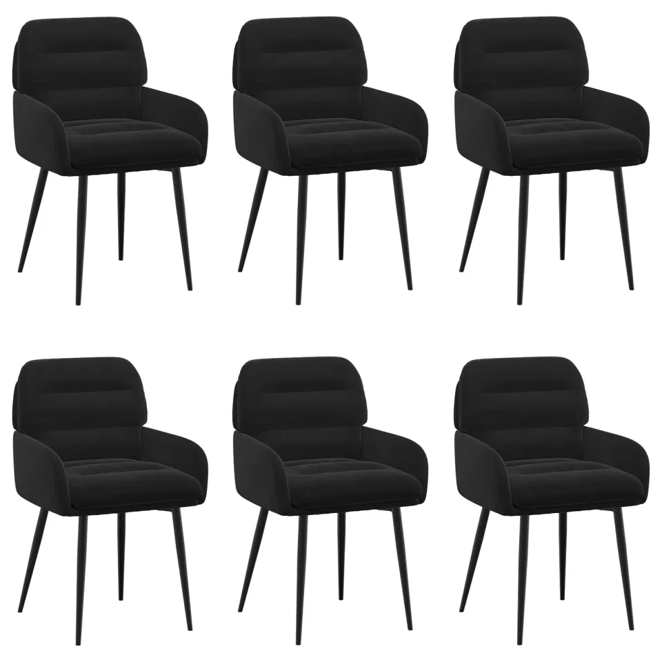 vidaXL Eettafelstoelen 6 st fluweel Zwart 59 x 59,5 x 90 cm, foto 3