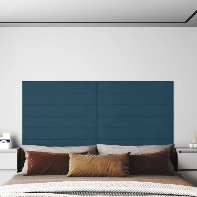 vidaXL Wandhoofdbord 12 st Blauw Fluweel
