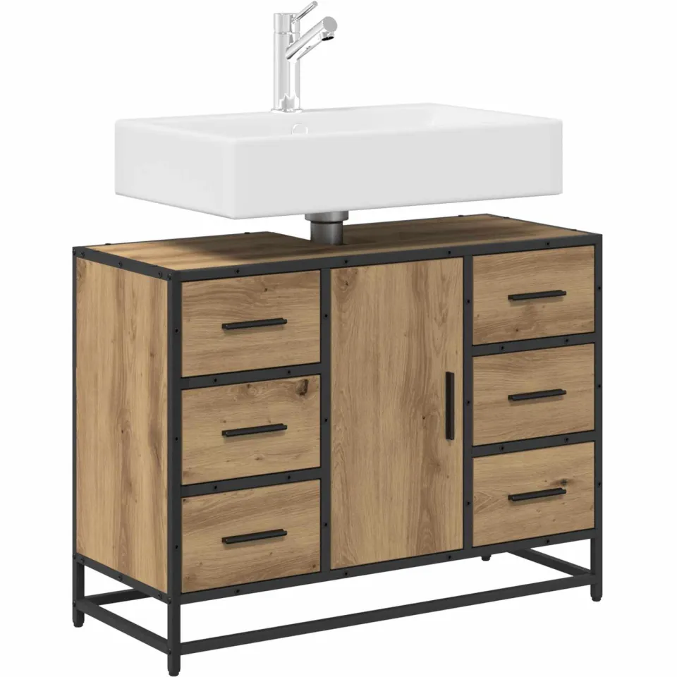 vidaXL Badkamerkast Artisan Eiken 80 x 33 x 60 cm Bewerkt hout Bruin