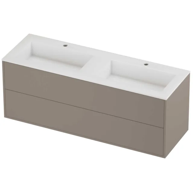 Proline Aristo Badmeubelset Polystone Elegant 2 Laden 140x46x54 cm Glans Wit Clay Beige