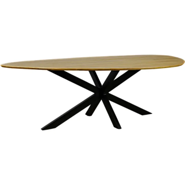 Meubelplaats Eettafel Kiezel mangohout met facetrand 200x120 cm - organische vorm - naturel