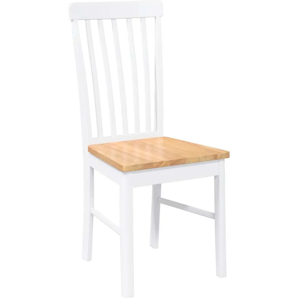 vidaXL Eetkamerstoelen 2 st massief hout rubber wit, foto 4