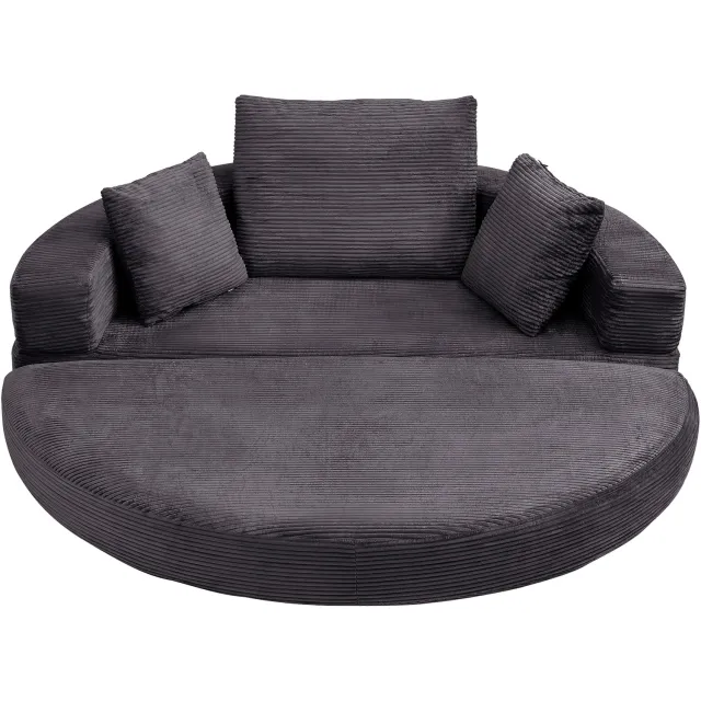in& out door furniture Opklapbare slaapbank met kussens, modulaire bank, katoenfluweel,Zwart , 173x176 cm
