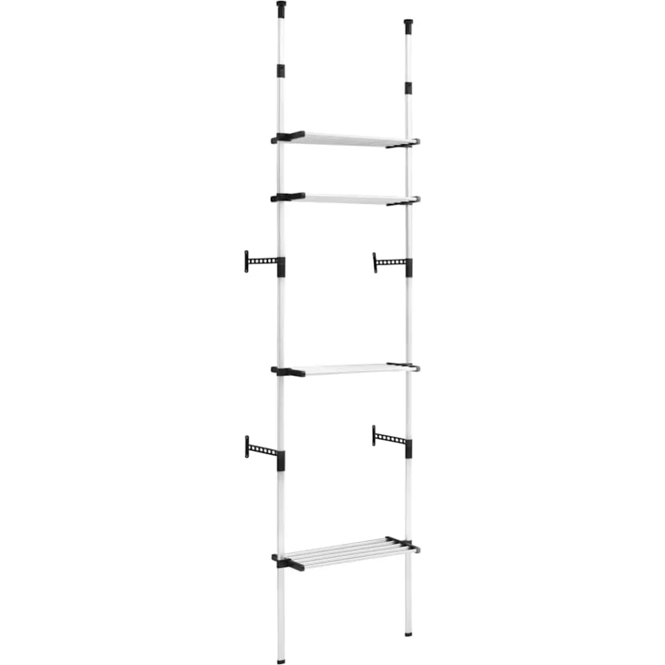 vidaXL Kledingkastsysteem met schappen telescopisch aluminium Zilver