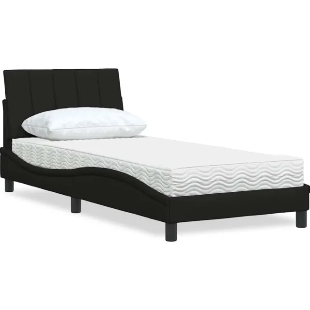 vidaXL Bed met matras "Hanko" stof zwart 90x190 cm