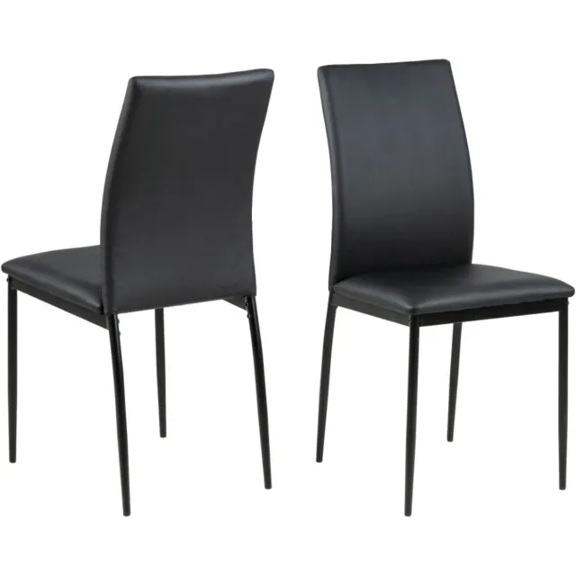 Giga Living Eetkamerstoel Grondal - Zwart PU Leer - Zithoogte 48,5cm - Set van 4