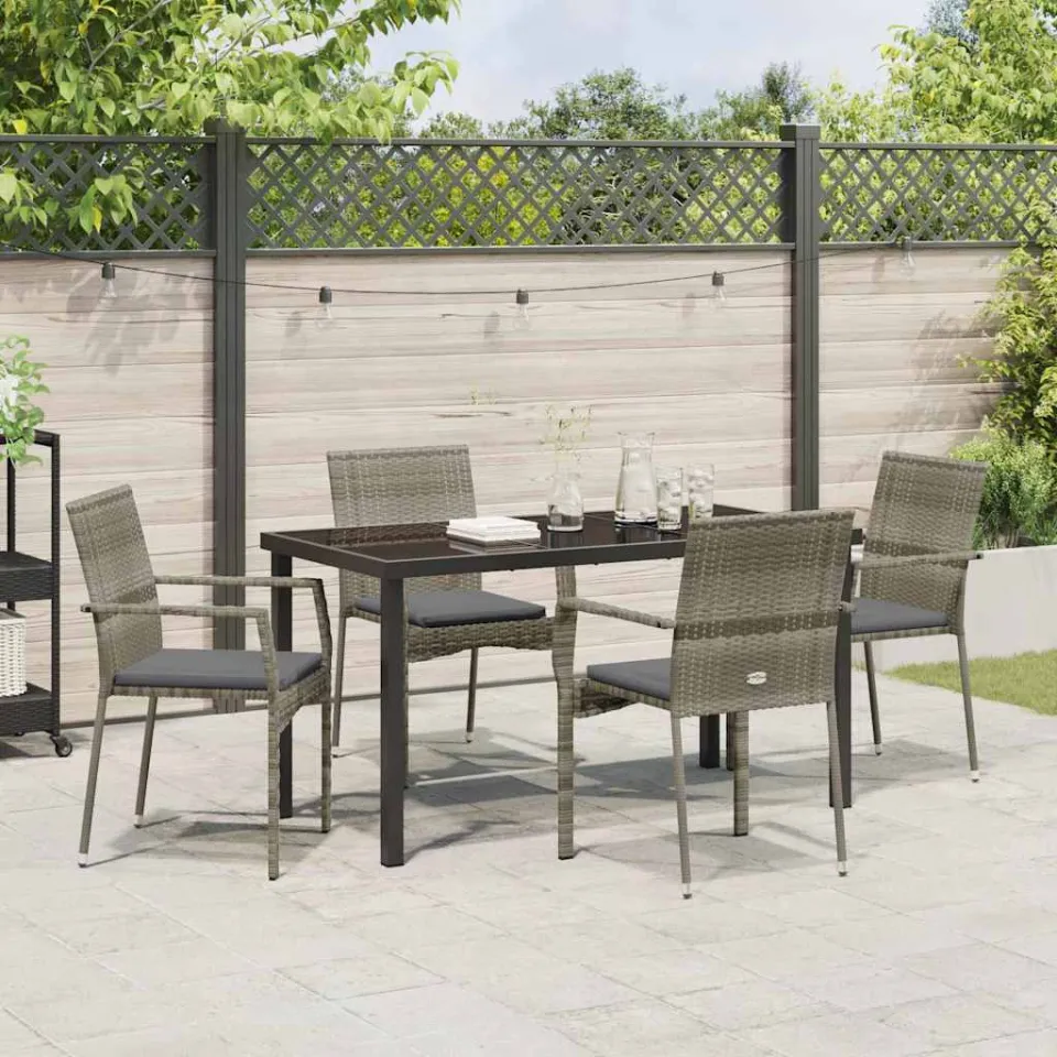 vidaXL Tuin eettafelset 5 st Grijs poly rattan, foto 3