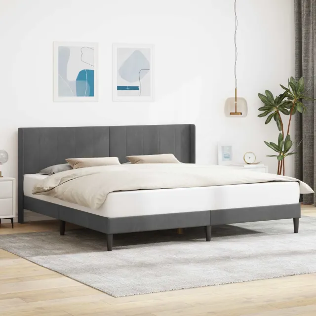 vidaXL Bedframe met hoofdeinde Donkergrijs 180 x 200 cm Fluweel