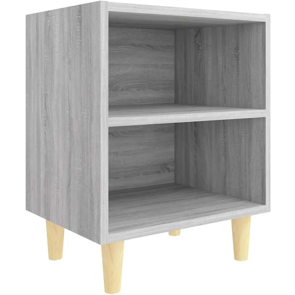 vidaXL Nachtkastje met houten poten 40x30x50 cm grijs sonoma eiken, foto 3