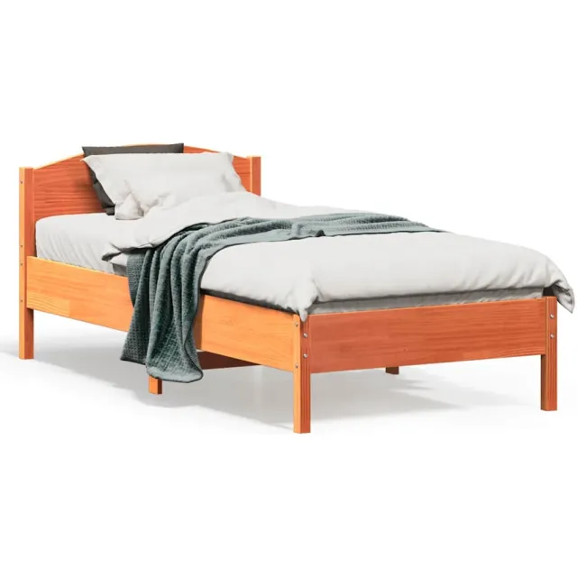 vidaXL Bedframe zonder matras massief grenenhout wasbruin 75x190 cm bruin