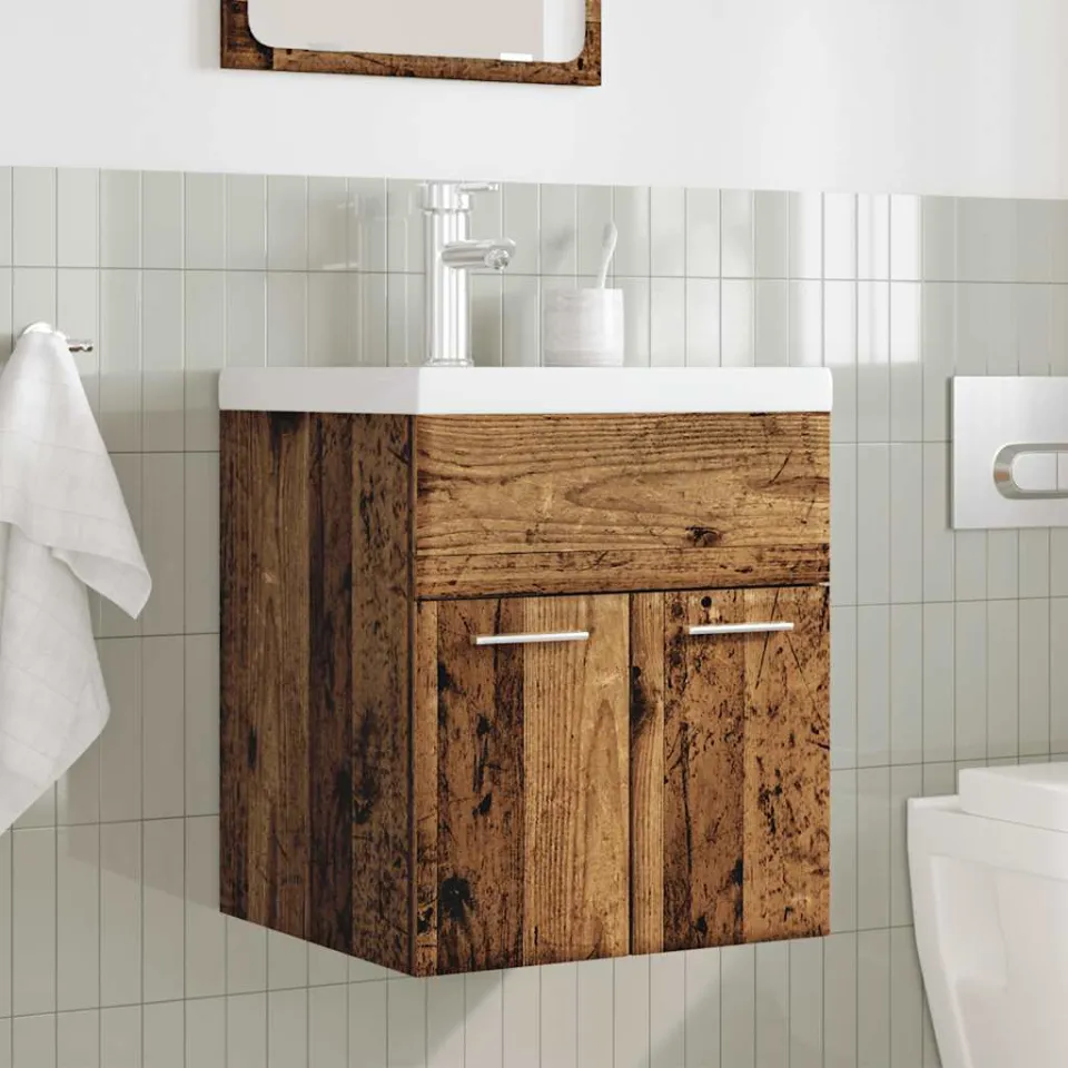 vidaXL 2-delige Badkamermeubelset bewerkt hout oud houtkleurig bruin, foto 2