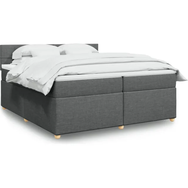 vidaXL Boxspring met matras stof donkergrijs 200x200 cm grijs