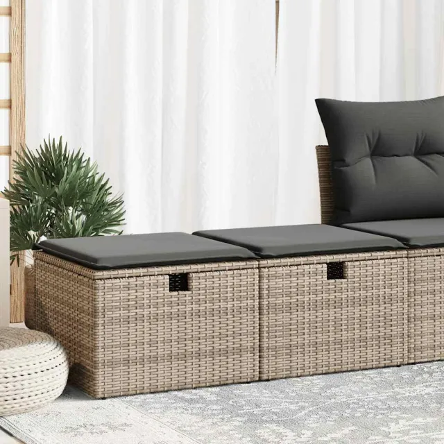 vidaXL 2-delige Loungeset met kussens poly rattan acacia grijs, foto 4