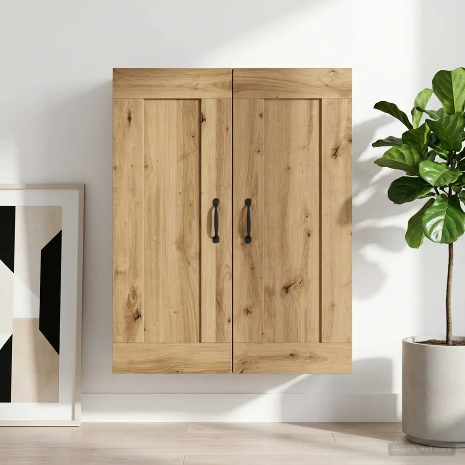 vidaXL Wandkast Artisanaal eiken 69,5 x 34 x 90 cm Bewerkt hout, foto 4