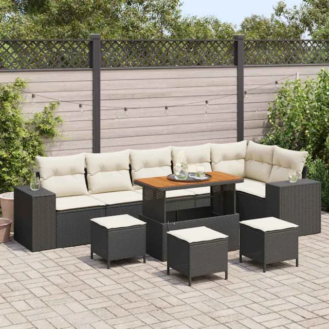 vidaXL Tuin Sofa Set 10 st Zwart poly rattan