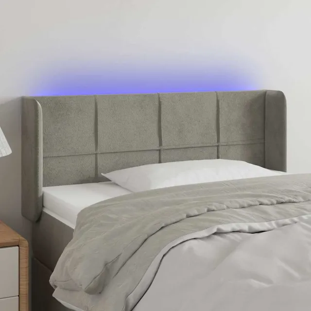 vidaXL Hoofdbord LED 93x16x78/88 cm fluweel lichtgrijs grijs