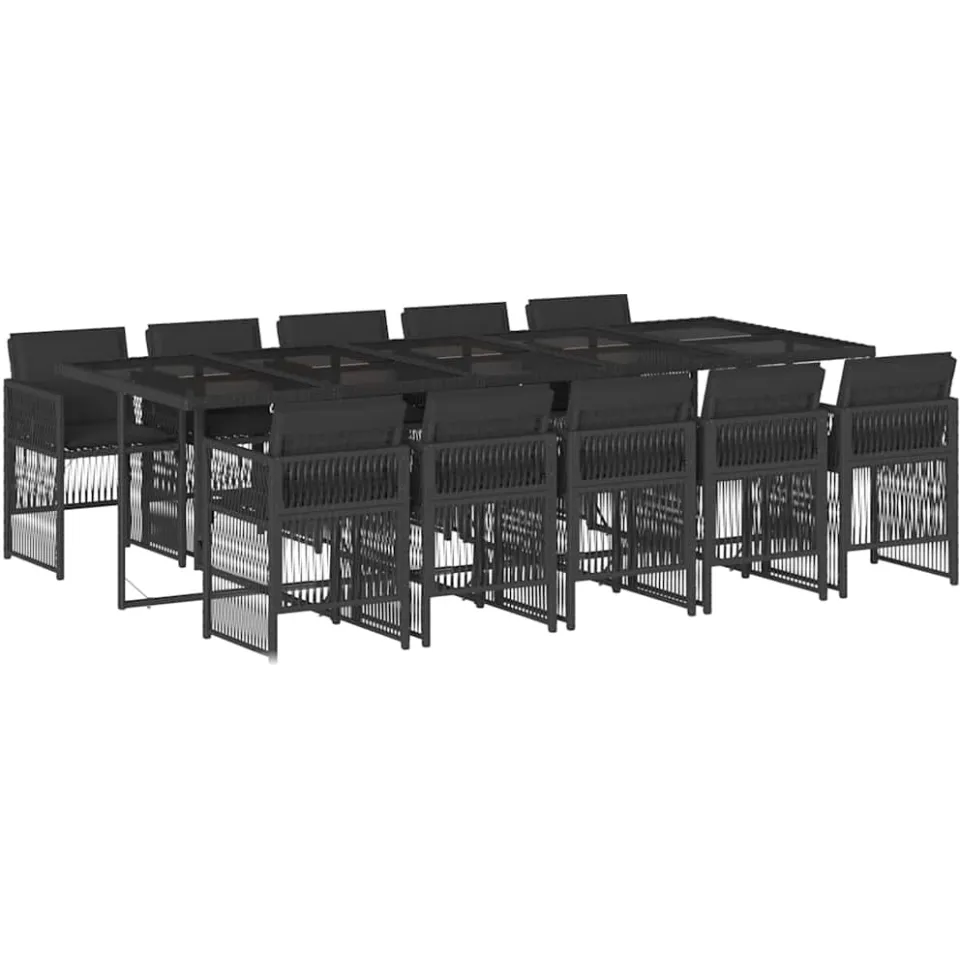 vidaXL 11-delige Tuinset met kussens poly rattan zwart, foto 3