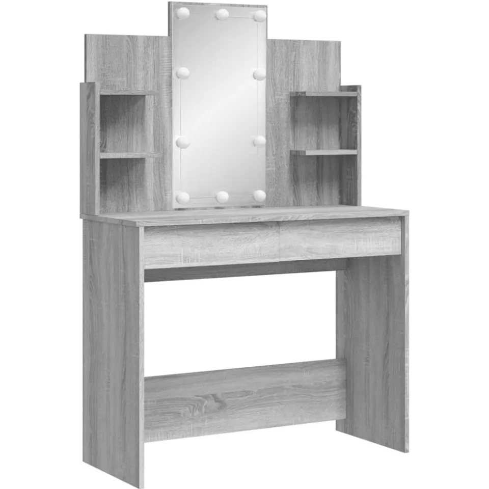 vidaXL Kaptafel met LED-verlichting 96x40x142 cm grijs sonoma