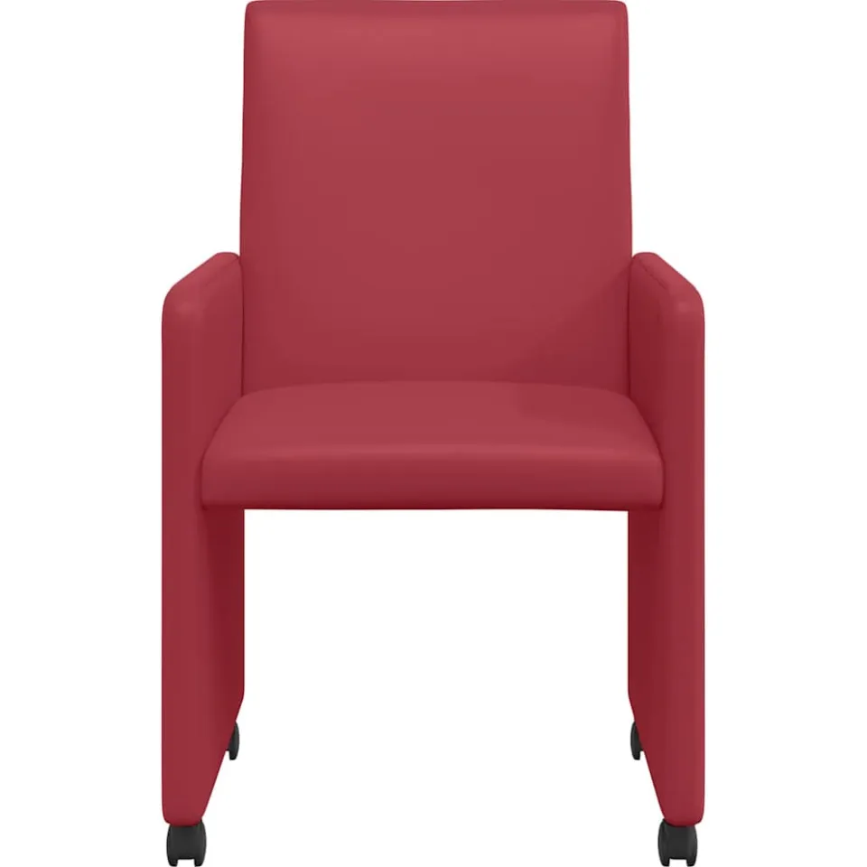 vidaXL Eetkamerstoelen met Wieltjes 2 st Kunstleer Wijnrood, foto 4