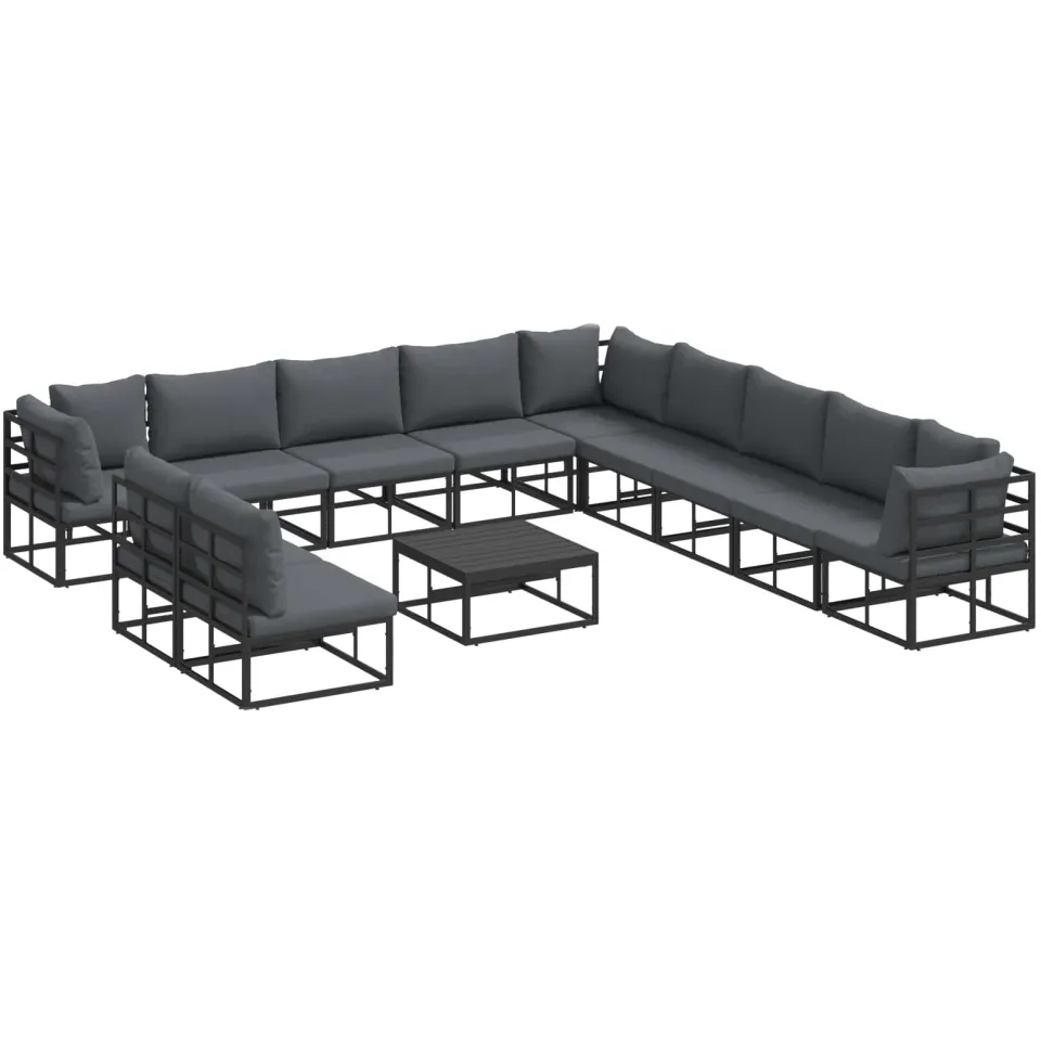 vidaXL Tuinbankenset 12 st Zwart Aluminium