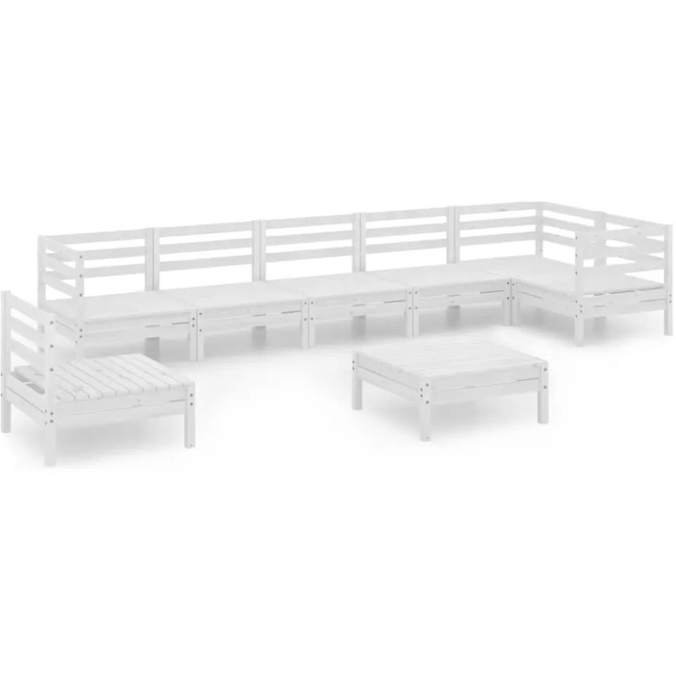 vidaXL 8-delige Loungeset massief grenenhout wit, foto 3
