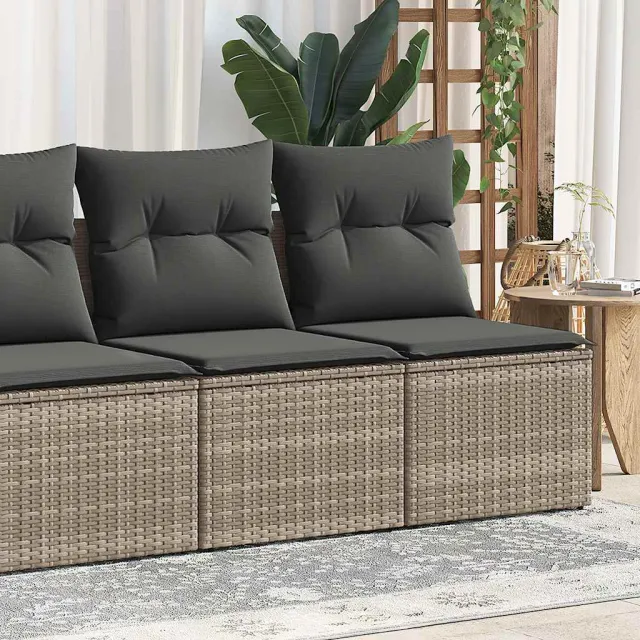 vidaXL 2-delige Loungeset met kussens poly rattan acacia grijs, foto 4