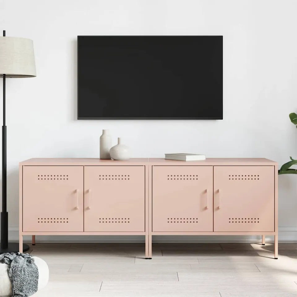 vidaXL Tv-meubelen 2 st 68x39x50,5 cm staal roze, foto 3