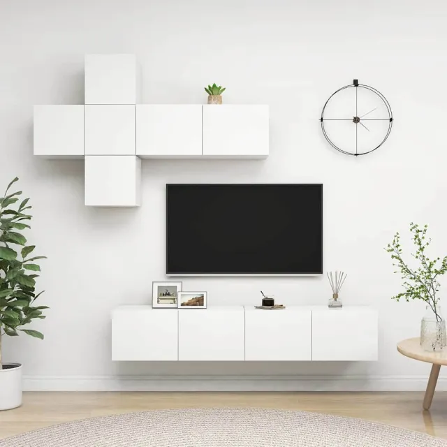 vidaXL 7-delige Tv-meubelset bewerkt hout wit, foto 2