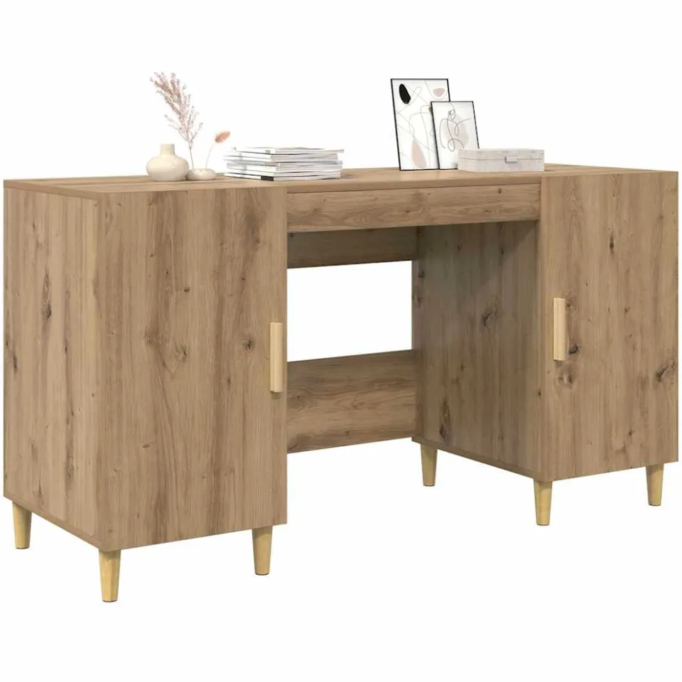 vidaXL Bureau Artisan Eiken Bewerkt hout 140 x 50 x 75 cm