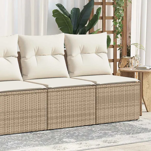 vidaXL 2-delige Loungeset met kussens poly rattan acacia beige, foto 2