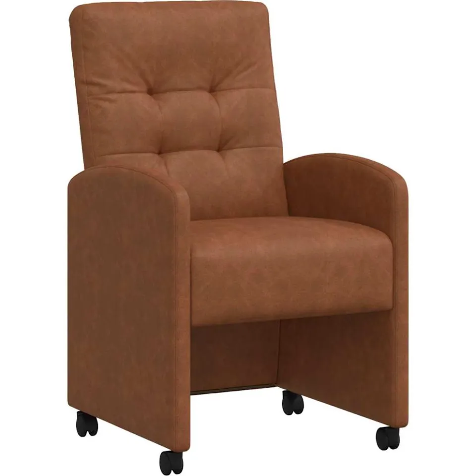 vidaXL Eetkamerstoelen met Wieltjes 2 st Kunstleer Bruin